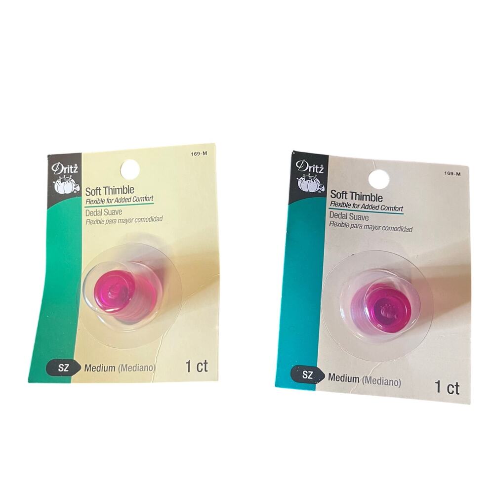 Lot of 2 Dritz Soft Thimble Medium 1 Ct Pink flexible
